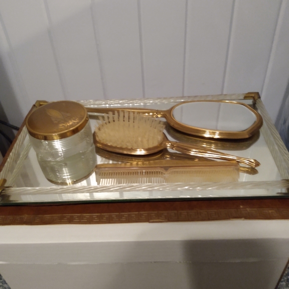 Other Vintage Dresser Tray Vanity Set Mirror Comb Brush Powder Jar